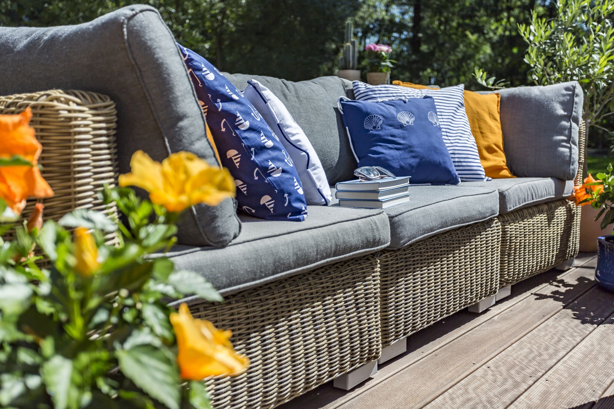 Sofa set placed in outdoors